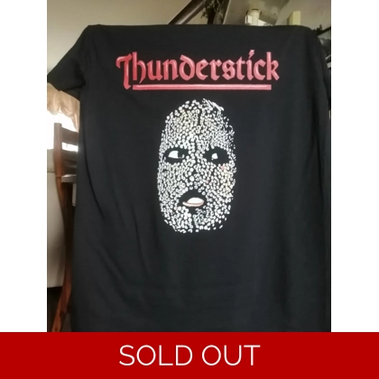 'LOGO & THUNDERSTICK 'MASK'Design. BLACK UNISEX T Shirt SMALL